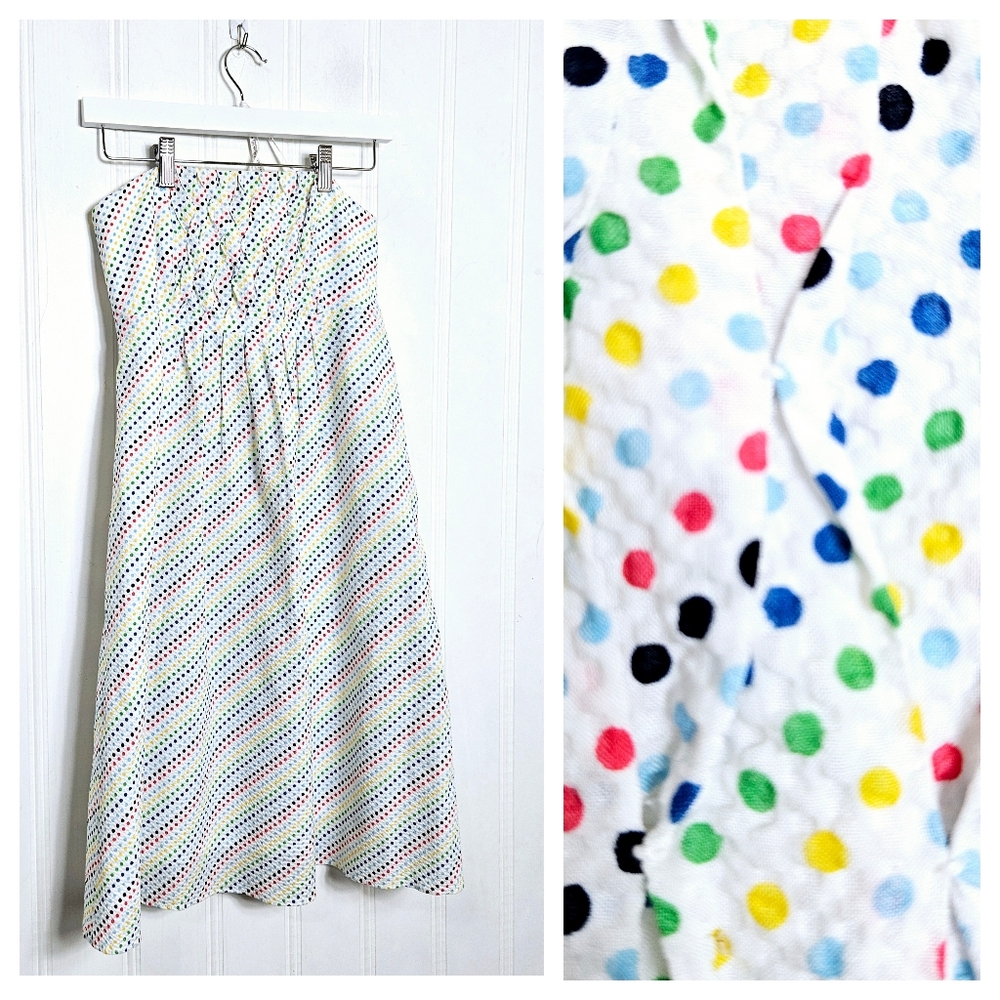 Lilly Pulitzer Dress Sz 4 Strapless Rainbow Polka Dot Ruffles White Cotton Y2K - Picture 1 of 13